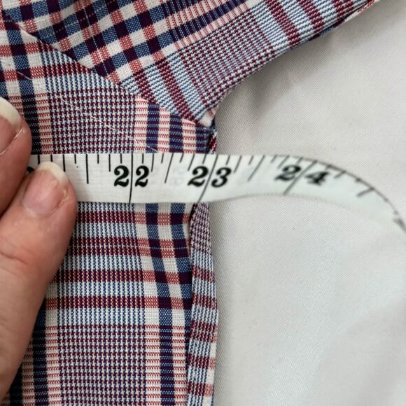 UNTUCKit Red Blue Plaid Wrinkle Free Slim Fit L/S Button Down Shirt LARGE - Picture 8 of 9